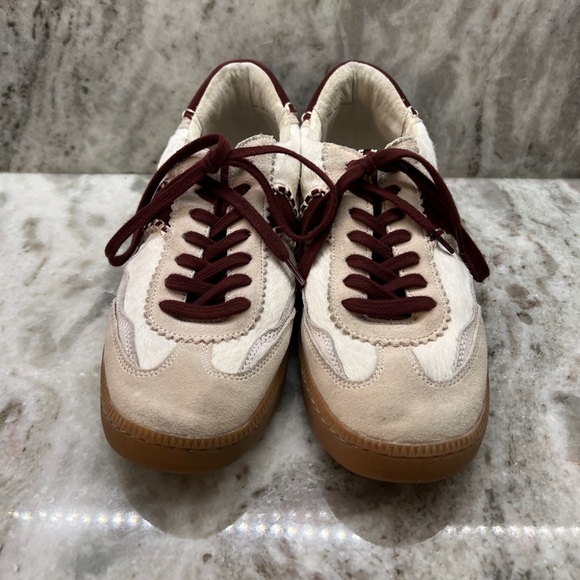 Women’s Dolce Vita Cream and Maroon Calf Hair Casual Sneakers size 9 LIKE NEW - Picture 5 of 9